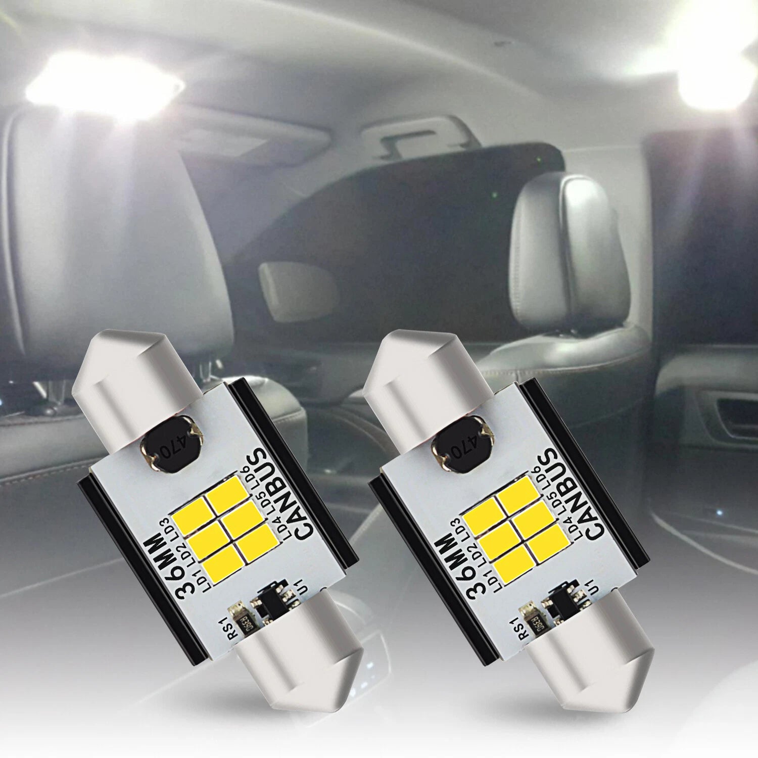 2X CANBUS 36MM LED Festoon Dome Map License Plate Light for (6411, 6418)