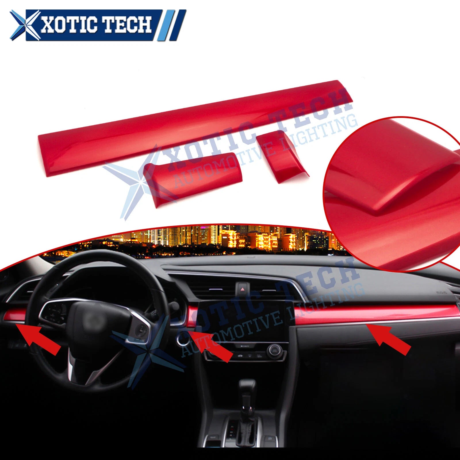 ABS Sport Style Dashboard Center Moulding Trims for Honda Civic (2016–2021)