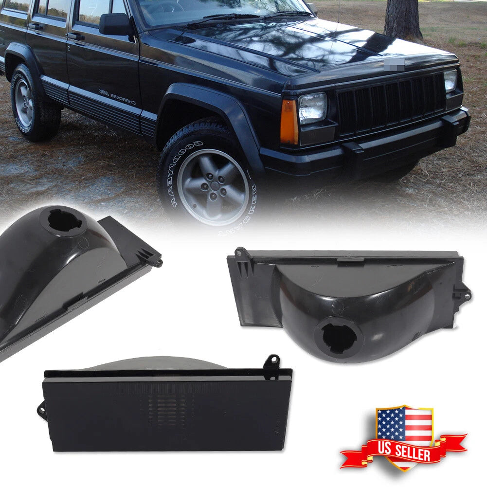 2X Smoked Lens Front Turn Signal Lights for Jeep Cherokee Comanche (1984–1996)