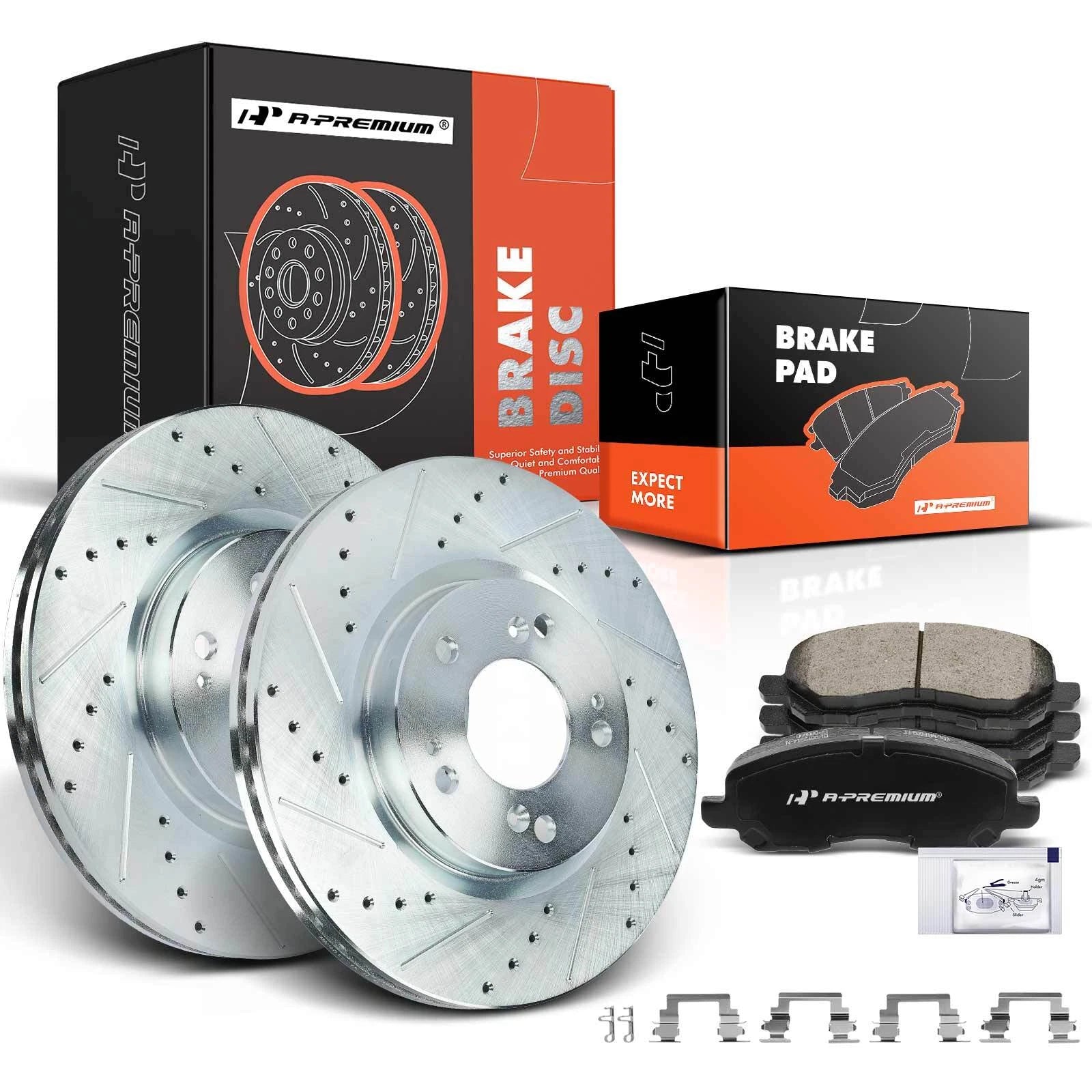 Front Drilled Brake Rotors & Ceramic Pads for Mitsubishi Outlander (2003–2023)