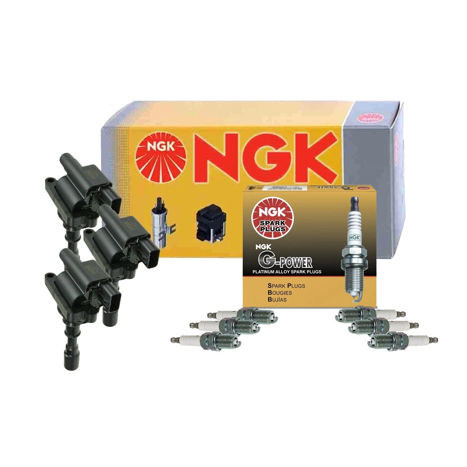 Set of 3 Ignition Coils & 6 G-Power Platinum Spark Plugs for Hyundai Kia V6