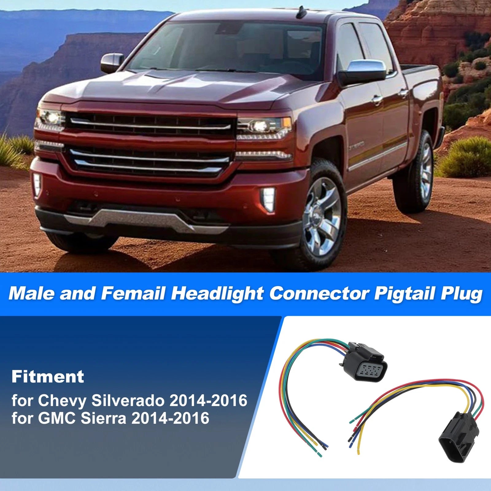 Headlight Connector Harness Plug Wire for Chevy Silverado (2007–2018)