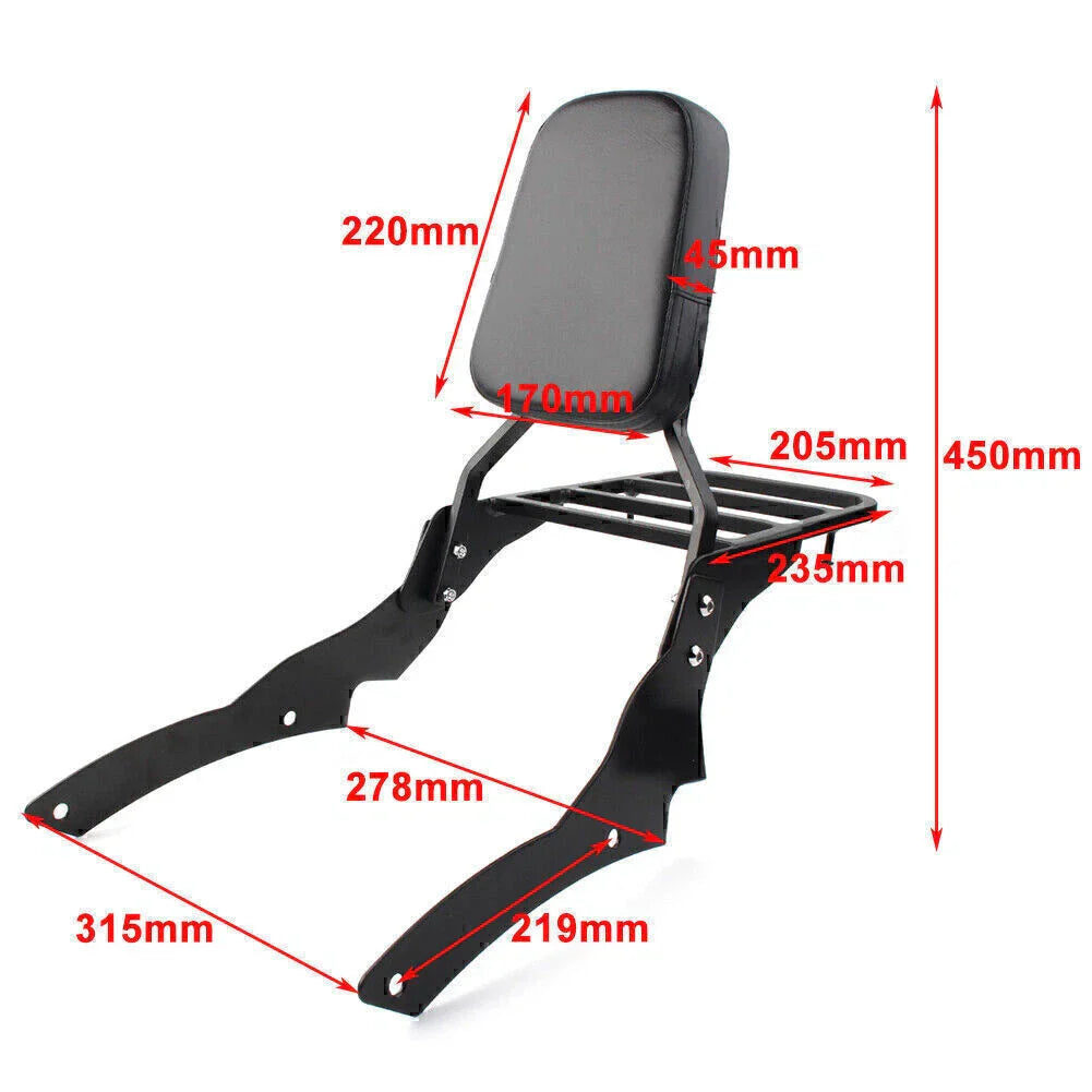 Backrest Sissy Bar Luggage Rack for Yamaha V-Star XVS400 XVS650 (98-13)