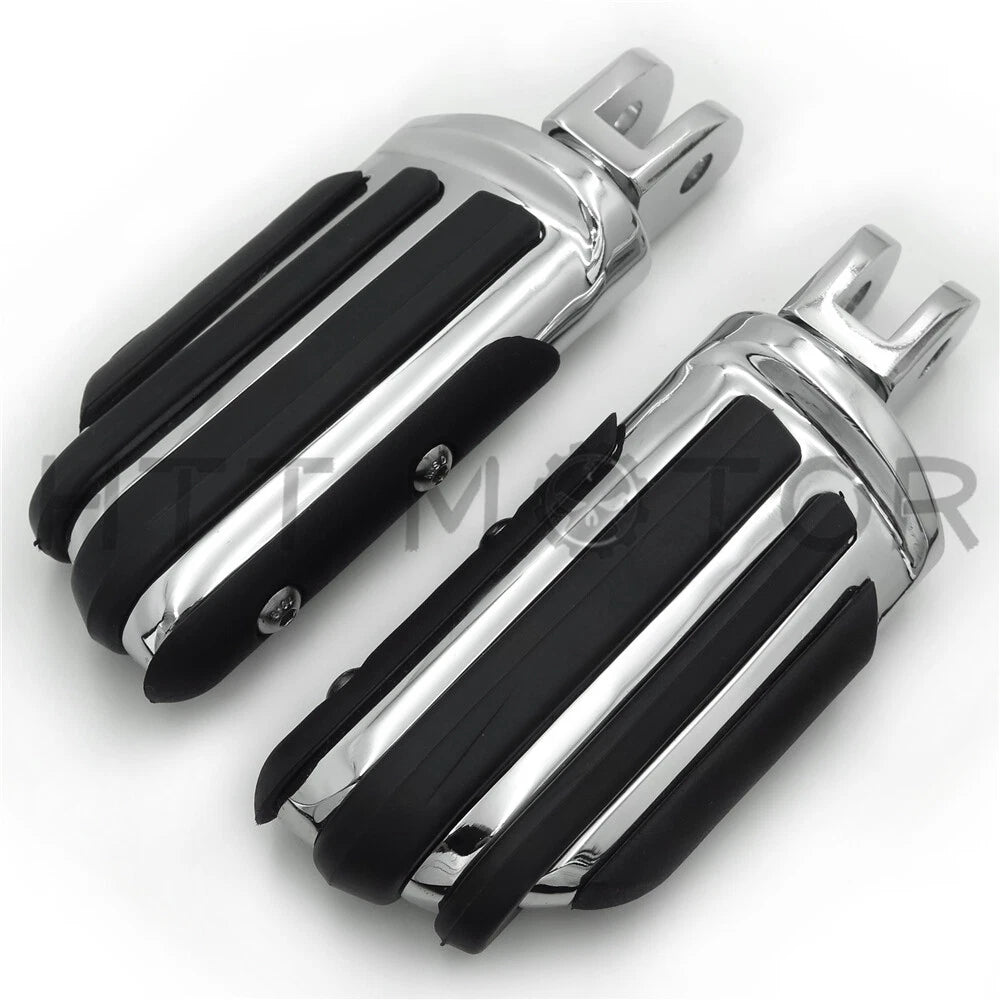 Chrome Rubber Pilot Footpeg Footrest for Harley FXBB FXBR FXBRS FXLR (2018–2023)