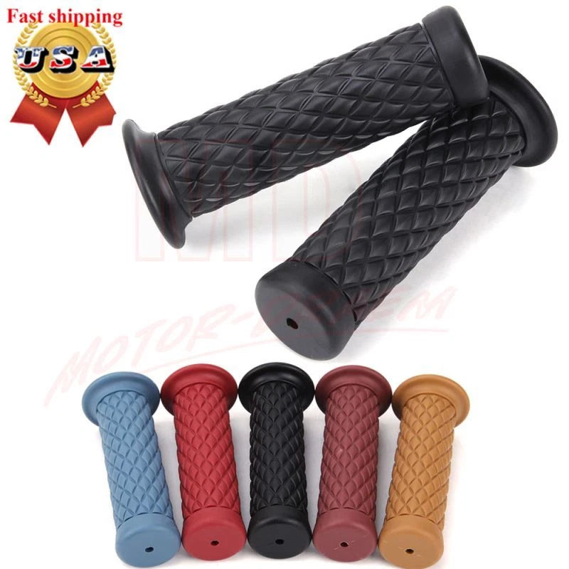 7/8" Rubber Handlebar Grips for Motorcycle Bike Cafe Racer ATV (Fits Various)