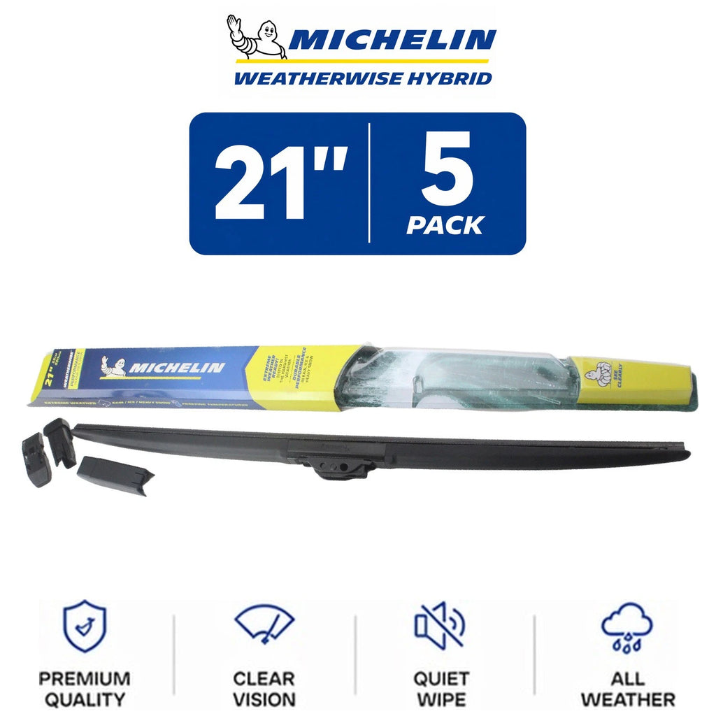 Set of 5 Michelin WeatherWise Hybrid Wiper Blades 21" for All Vehicles