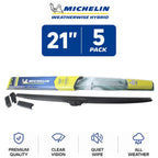 Set of 5 Michelin WeatherWise Hybrid Wiper Blades 21" for All Vehicles