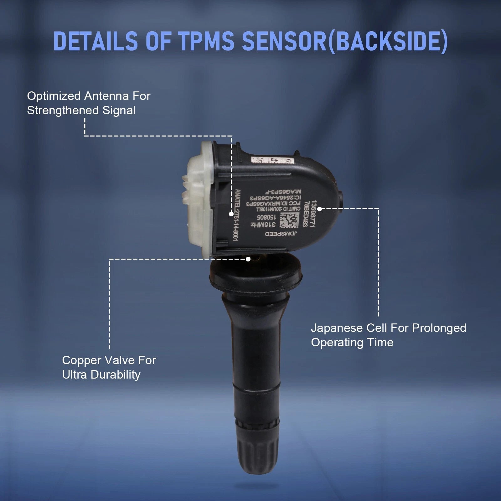 Set of 4 TPMS Tire Pressure Sensors for Buick Cadillac Chevrolet