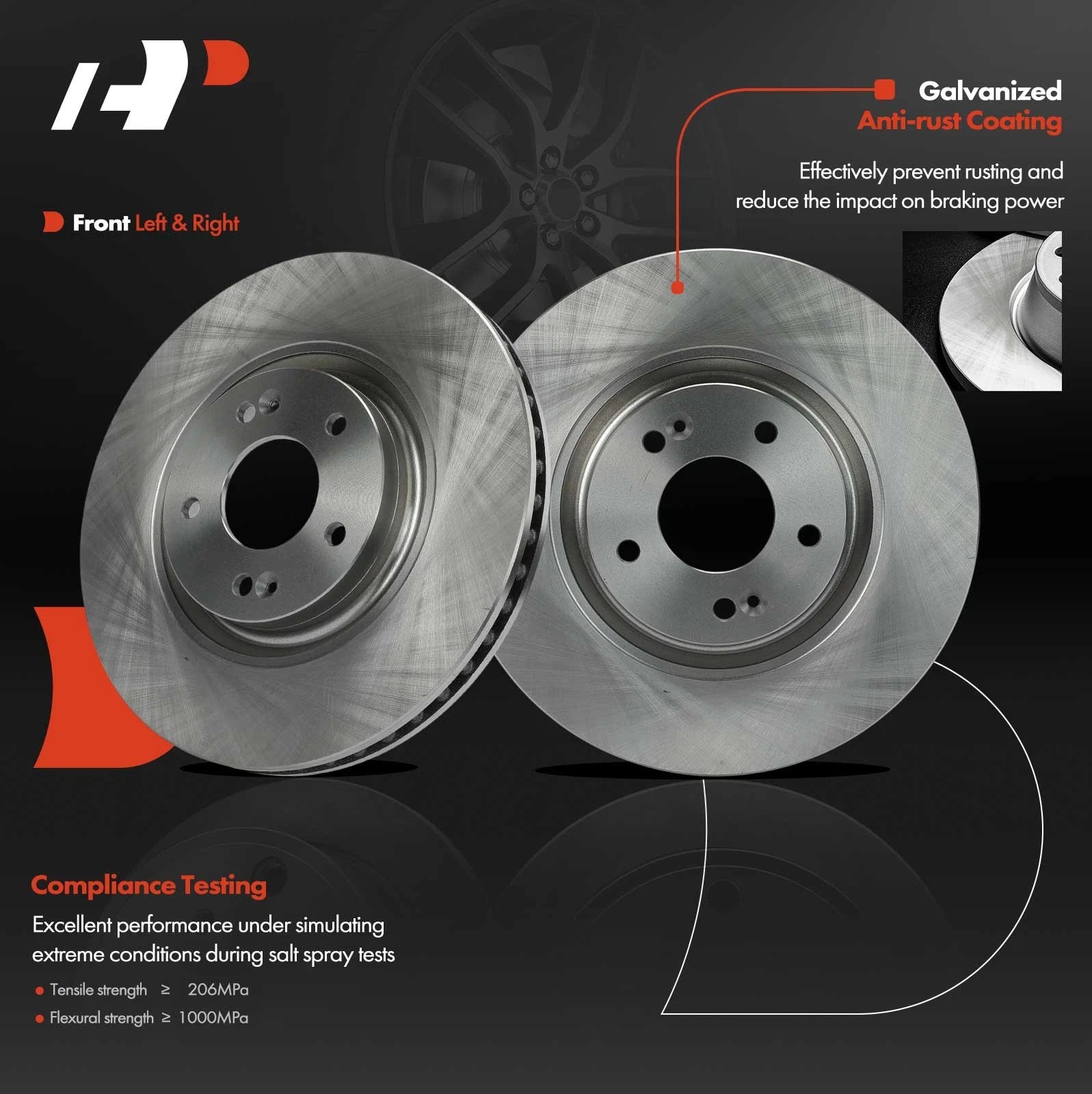 Front Disc Brake Rotor & Ceramic Pad Set for Hyundai Sonata Tucson (2011–2023)