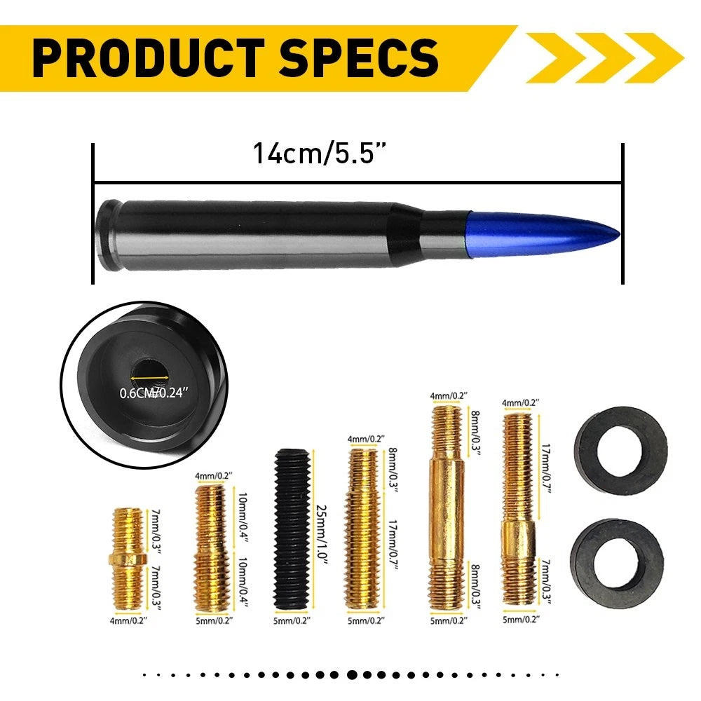 Short Bullet Antenna for Ford F150 (2015–2023) - Black Blue Heavy Gauge CNC
