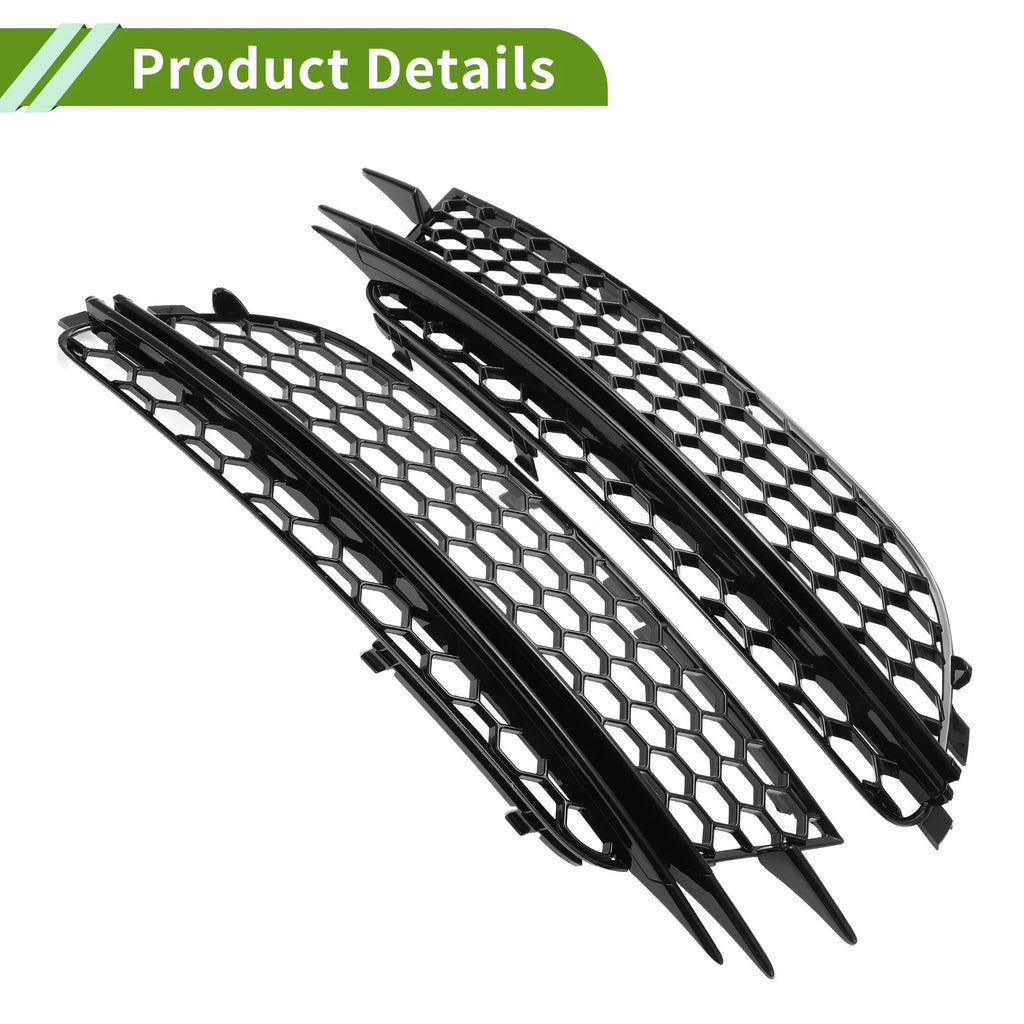 1 Pair Front Fog Light Grills for Audi A6 C7 (2012–2018) No. 4G0807681F Black Honeycomb