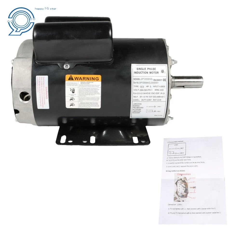 5 HP Electric Motor for Compressor Duty (1 Phase, 3450 RPM, 230V)
