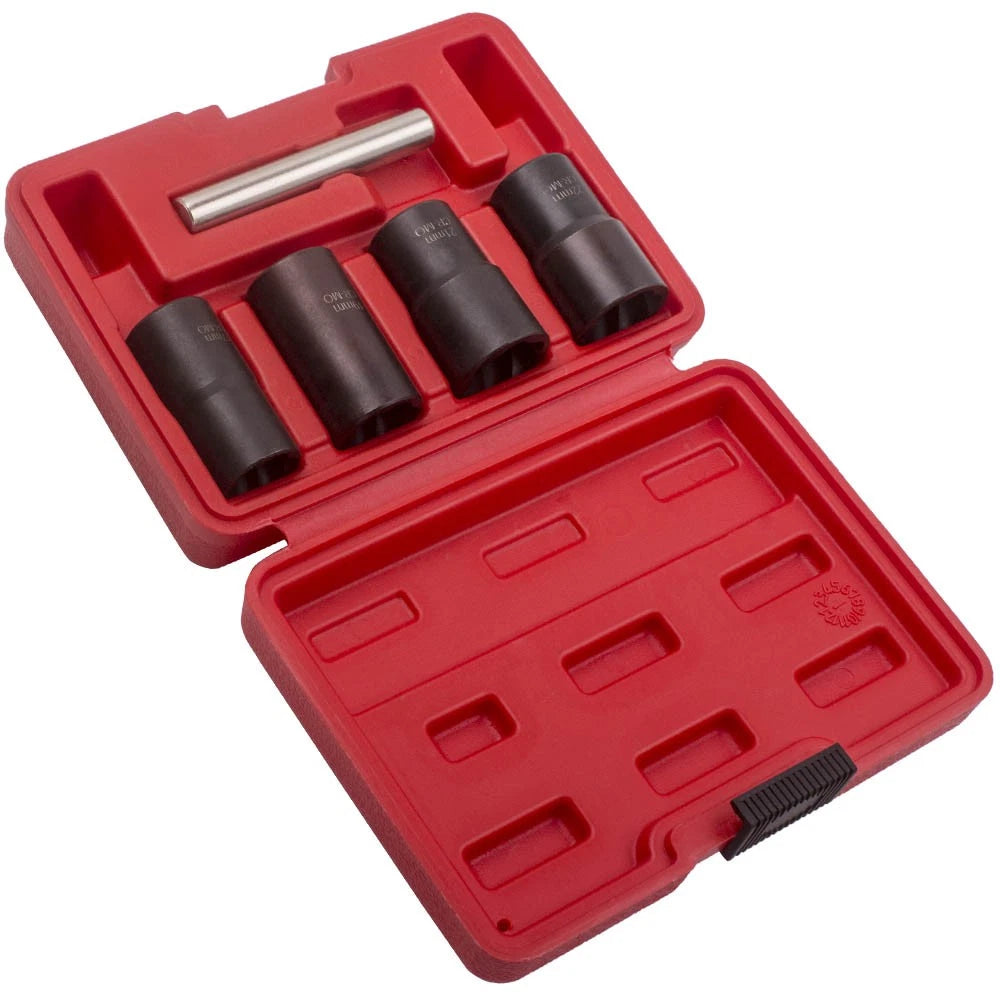 Set of 5 Twist Socket Removers for Damaged Lug Nut Locks (17-22mm)