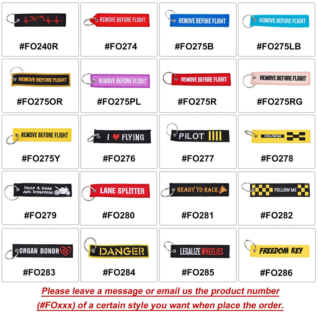 Embroidered Jet Tag Keychain for Backpack Biker Motorcycle Scooter (1pc)
