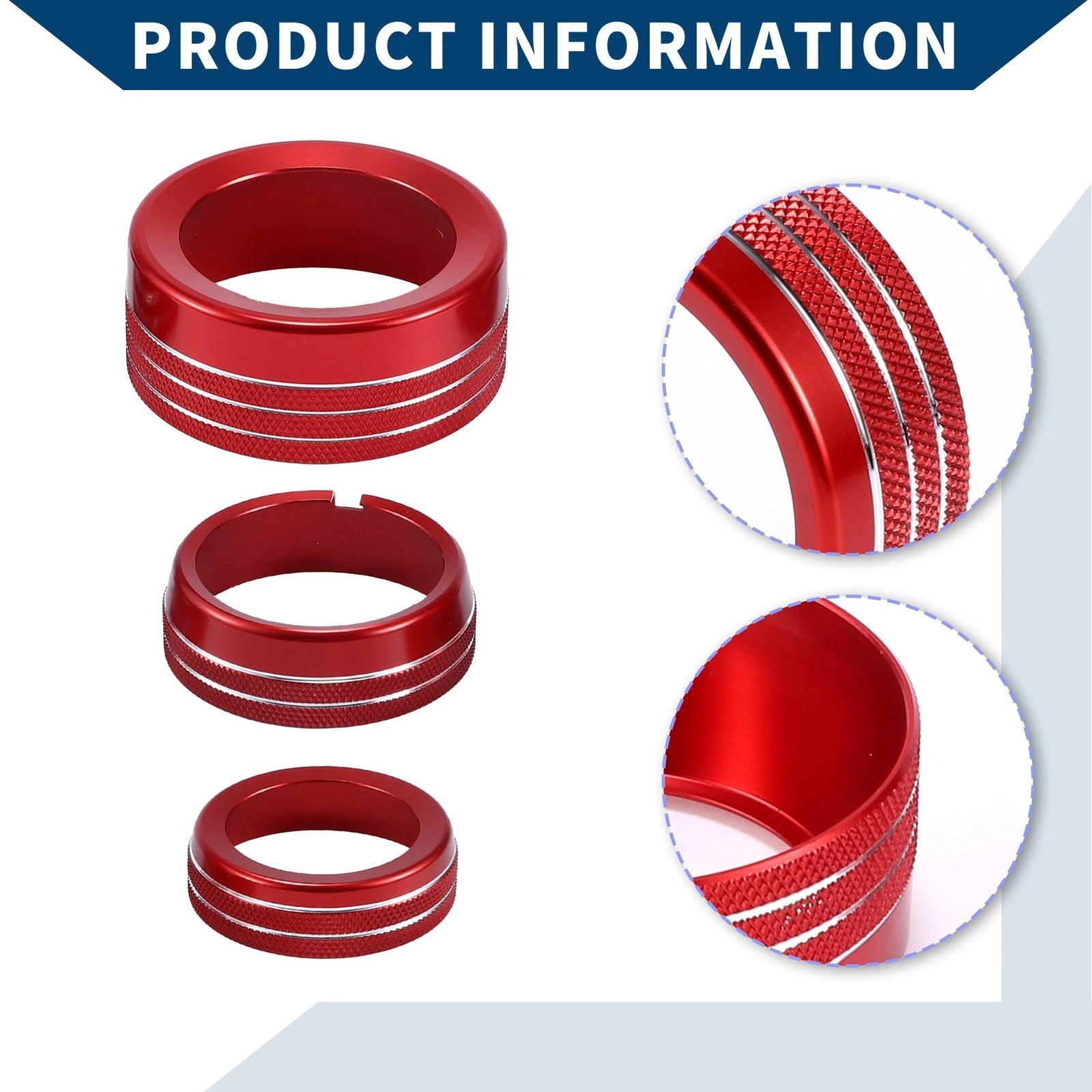 Set of 5 AC Gear Shift Headlight Media Knob Covers for Dodge RAM (2013–2017) Red
