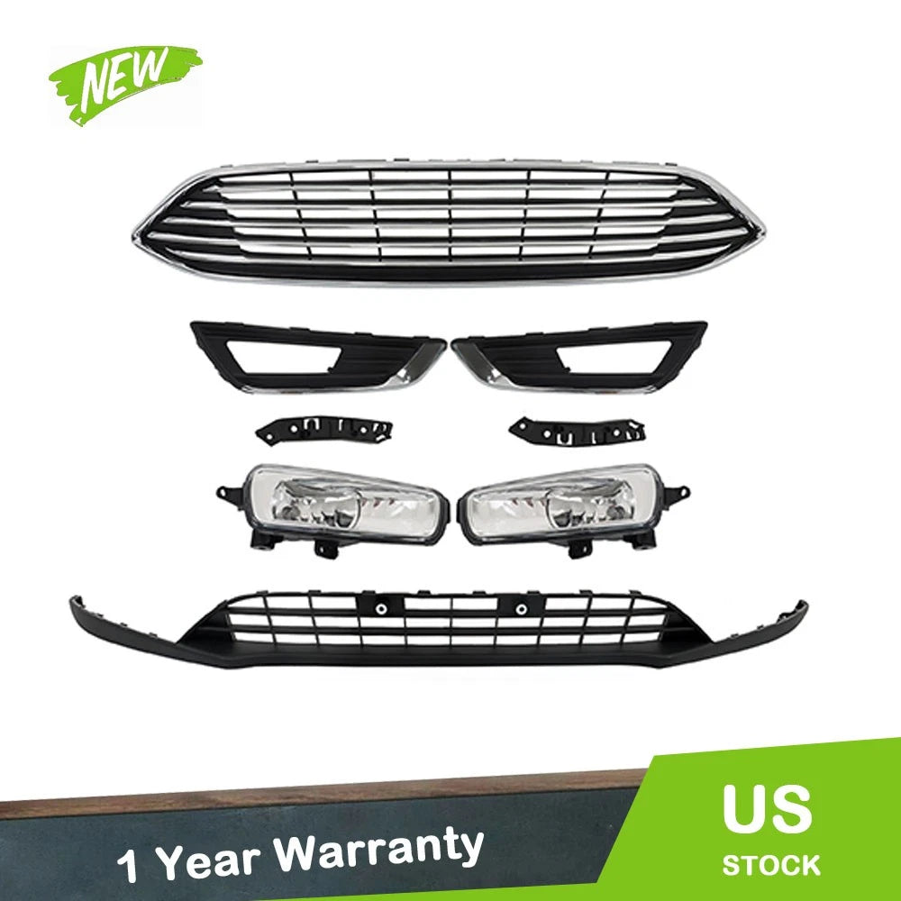 Chrome Grille Set for Ford Focus (2015–2018) with Fog Light Cutouts