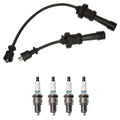Denso 7mm Wire Set & 4 Iridium TT Spark Plugs for Hyundai Kia 2.4L L4