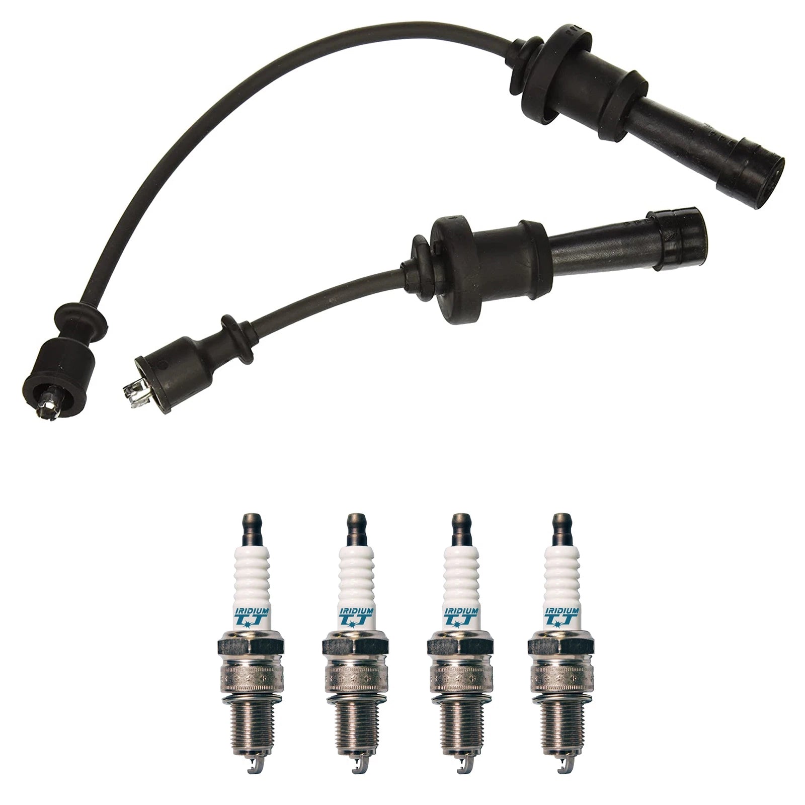 Denso 7mm Wire Set & 4 Iridium TT Spark Plugs for Hyundai Kia 2.4L L4