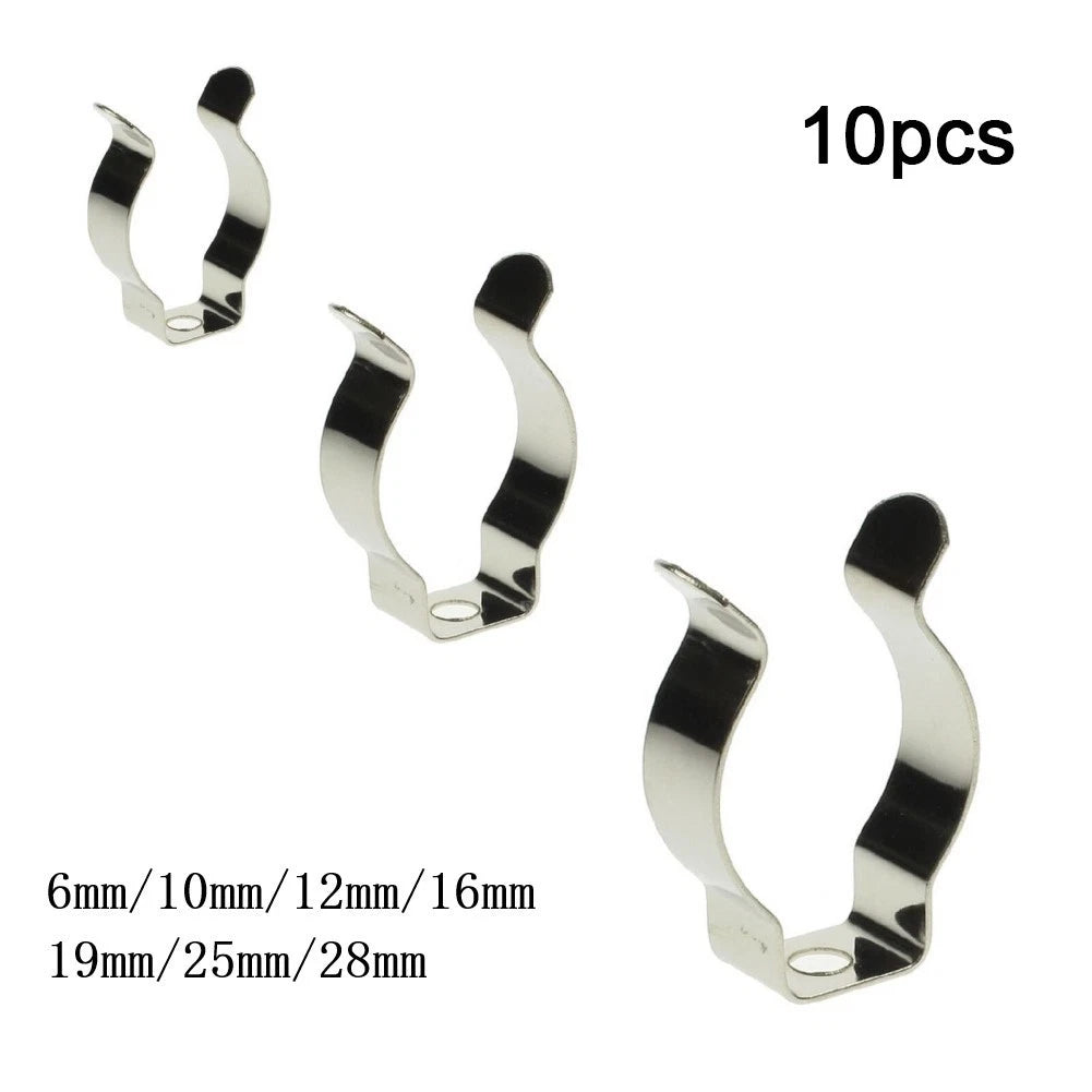 Set of 10 Stainless Steel Terry Clips for Tool Organization