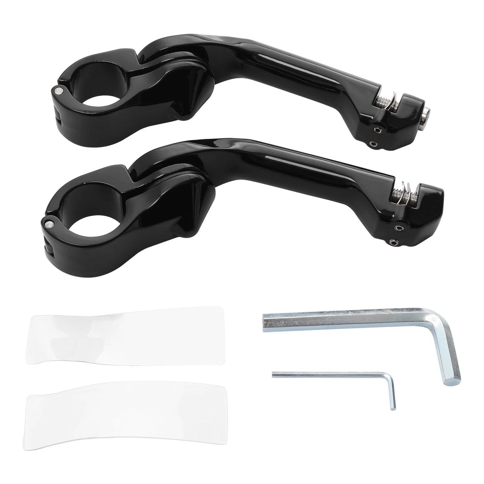 1-1/4" Gloss Black Long Angled Adjustable Highway Peg Mount Kit for Harley