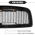 Front Grille Assembly with LED Lights for Dodge Ram 3500 (2010) Gloss Black