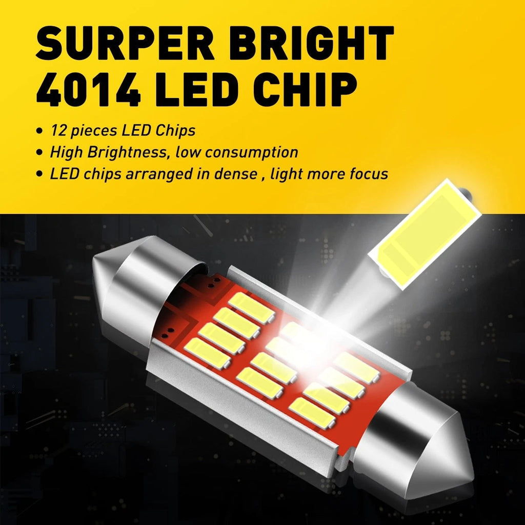 2X C5W 6418 LED 36MM Festoon License Tag Light Bulb 6000K