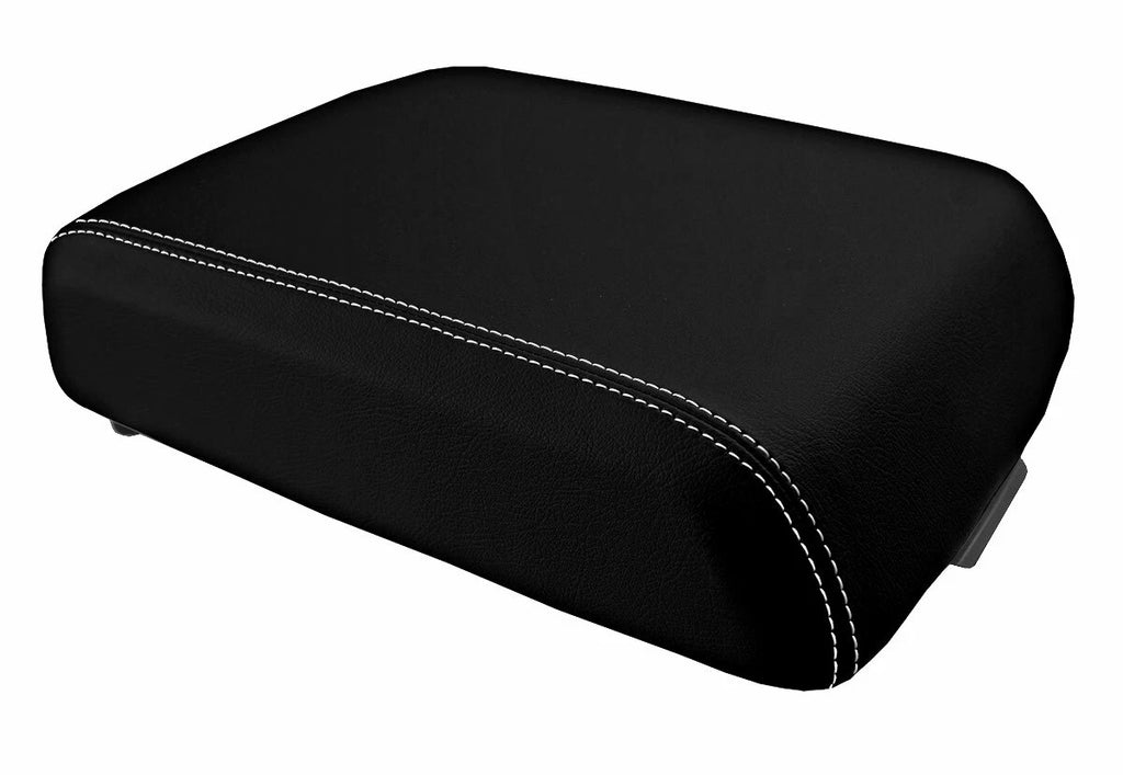 Leather Console Lid Pull Over Seat Cover for Ford F250 (1999–2010) White Stitch