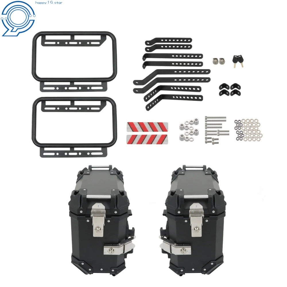 Set of 2 Aluminum Side Cases for Motorcycle (36L + 45L)