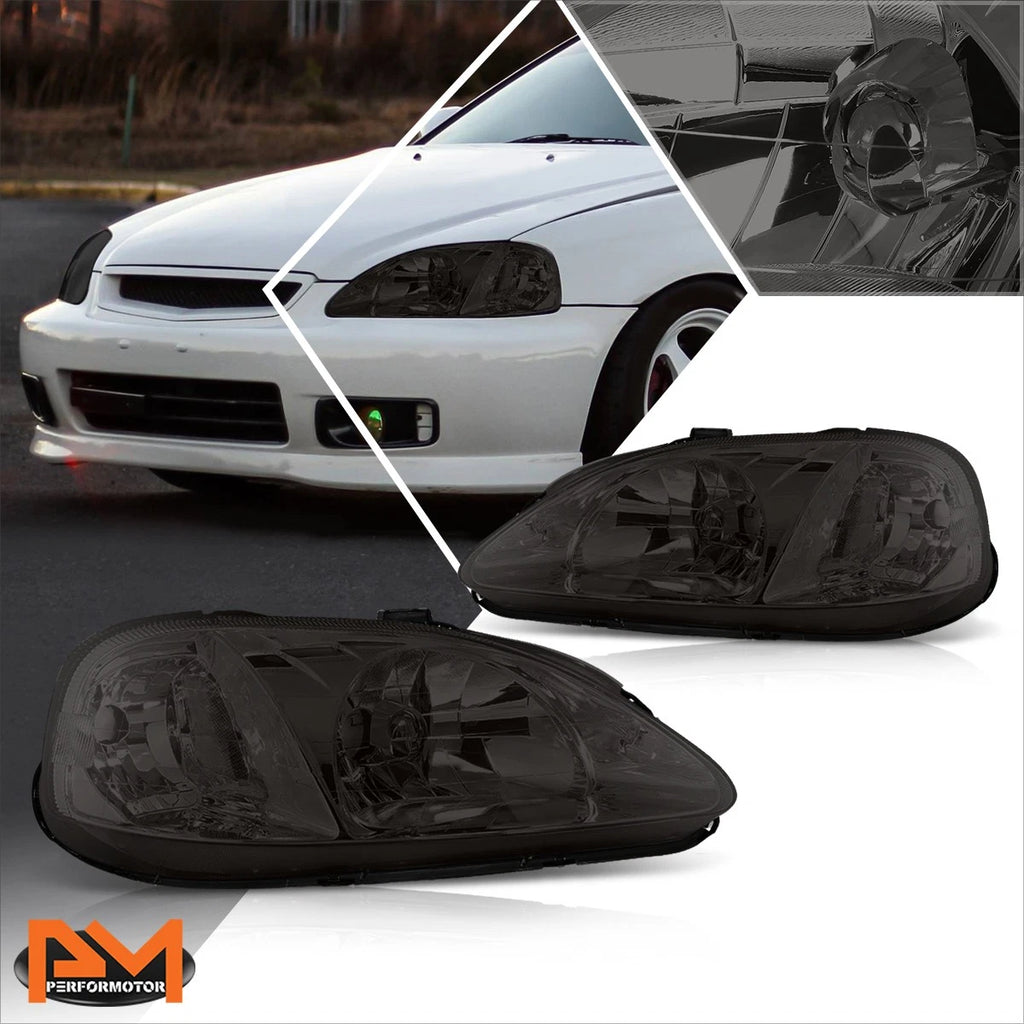 Smoked Housing Headlight & Clear Corner Signal Lamp for Honda Civic (1999–2000)