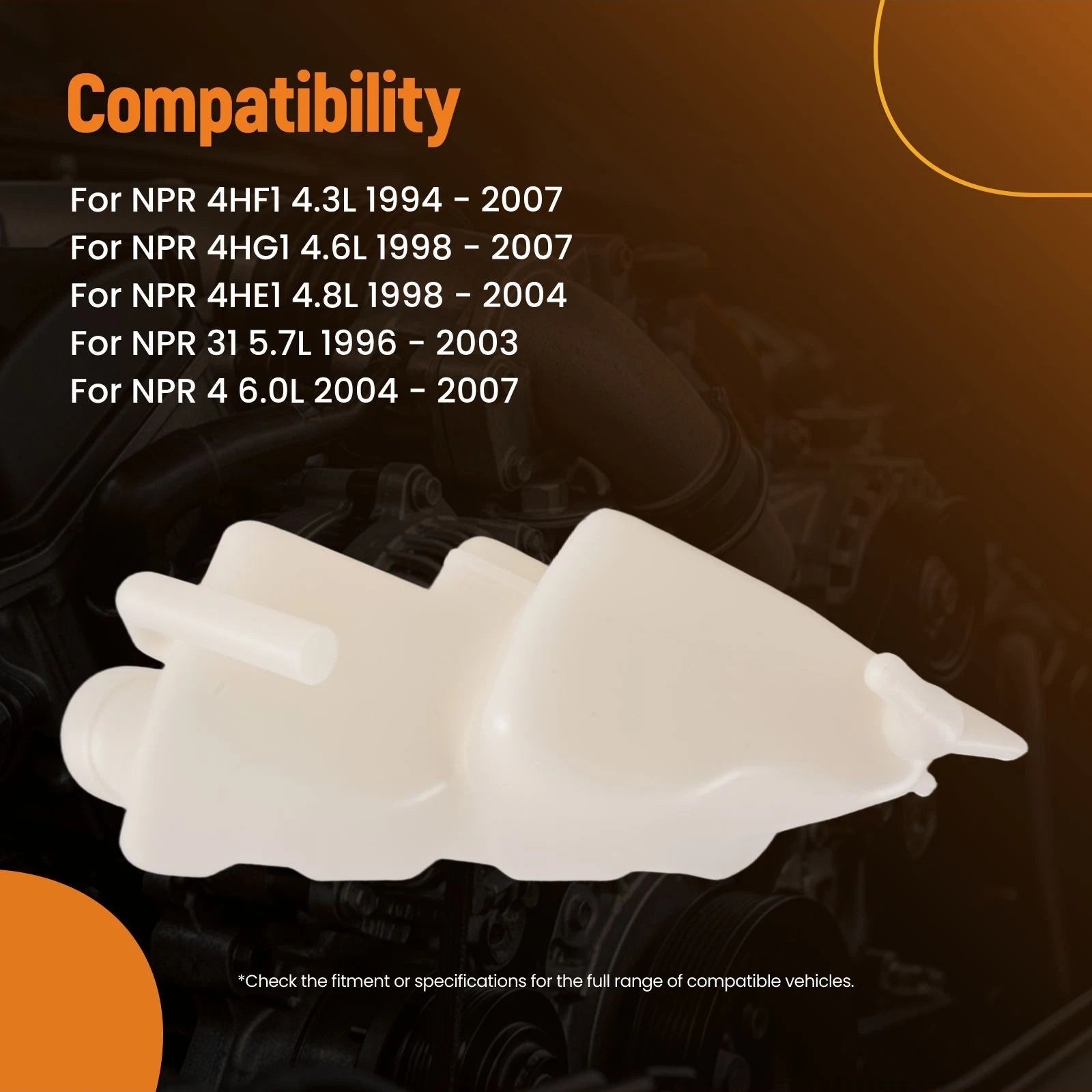 Coolant Reservoir Tank Overflow Bottle for Isuzu NPR/NQR (1994–2007) 8981781770