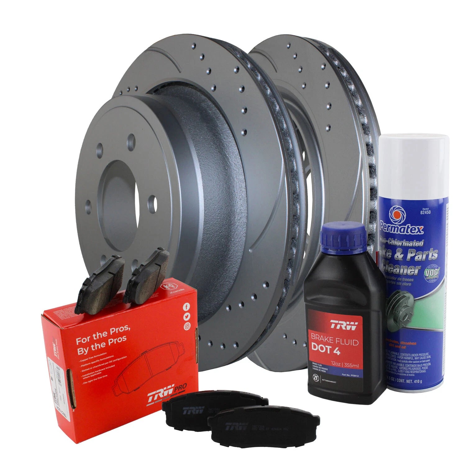 Rear Brake Kit 348mm Drilled Rotors TRW Pro Metallic Pads for Ford F-150 (2012–2019)