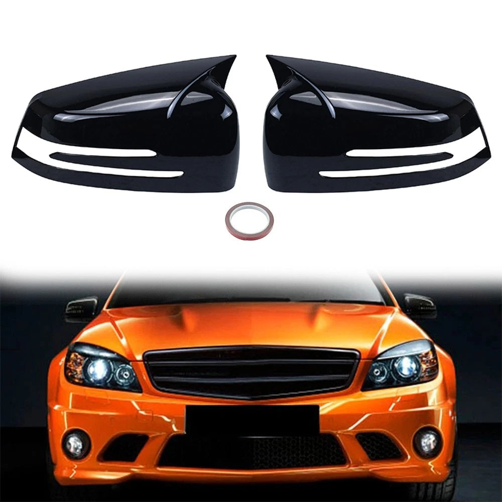 Glossy Black Wing Mirror Cover Cap for Mercedes Benz W204 W176 W212 (2007–2019)