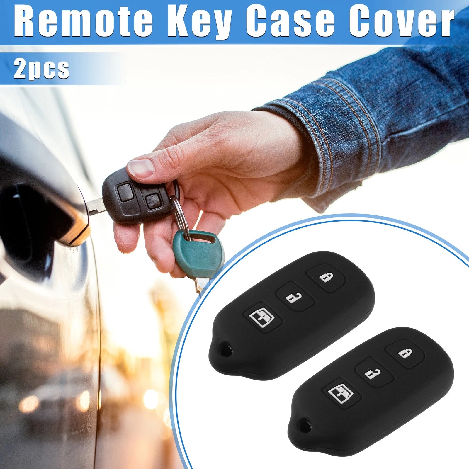 2X Remote Key Fob Case for Toyota 4Runner Sequoia (2003–2023) 4 Button Silicone Black