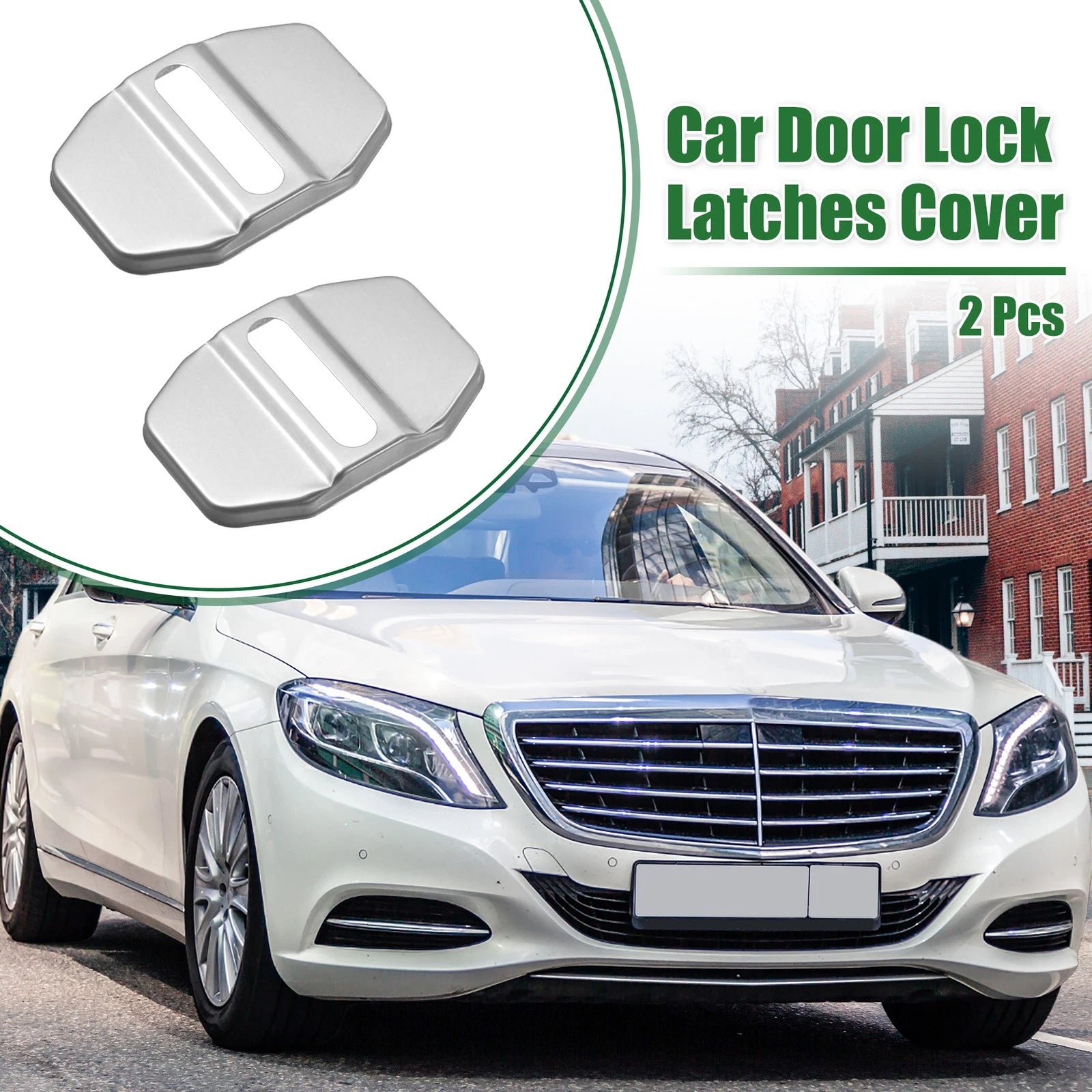 2pcs Door Latch Lock Cover for Mercedes-Benz AMG GLC  Silver Tone