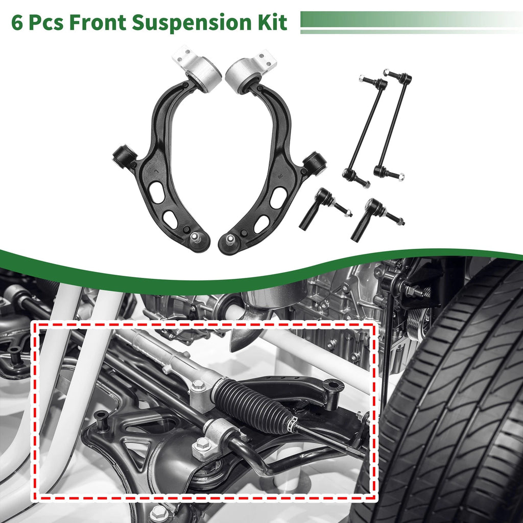 6 Pcs Front Lower Control Arms for Ford Flex (2010–2012) No.MS401121/MS401122