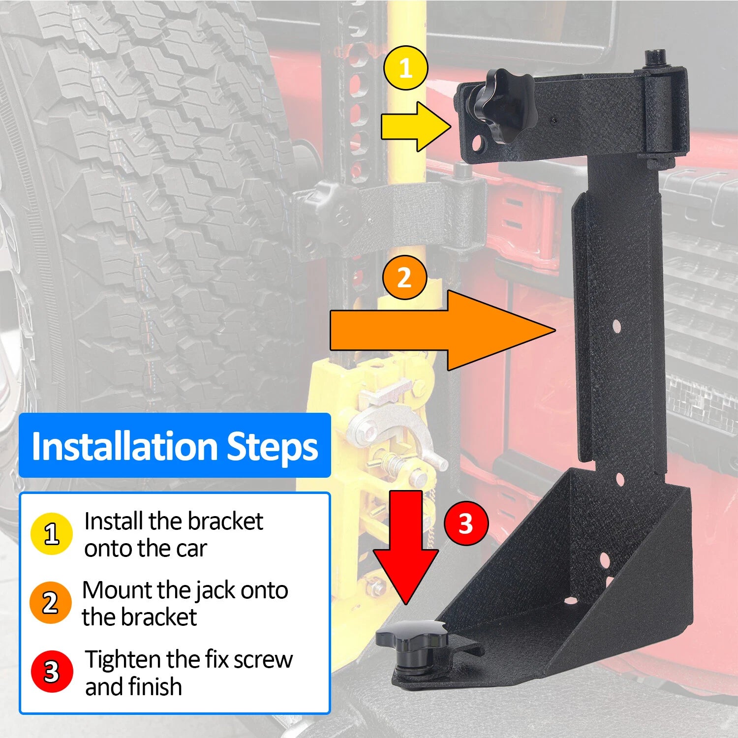 Rear Door High Lift Jack Mount Bracket for Jeep Wrangler JK (2007–2018)