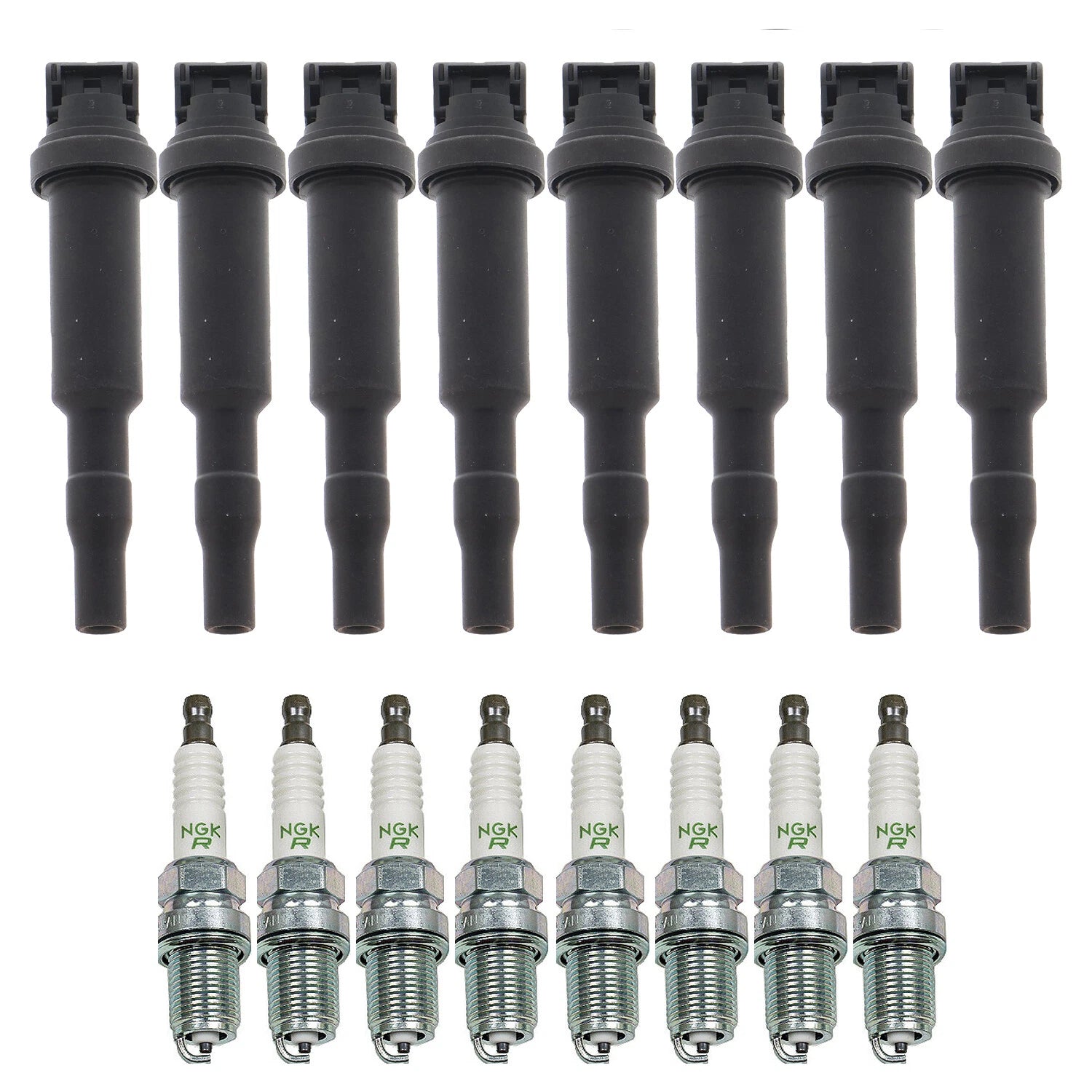 Set of 8 Ignition Coils & NGK V-Power Spark Plugs for BMW E66 E53 745i X5 4.4 V8