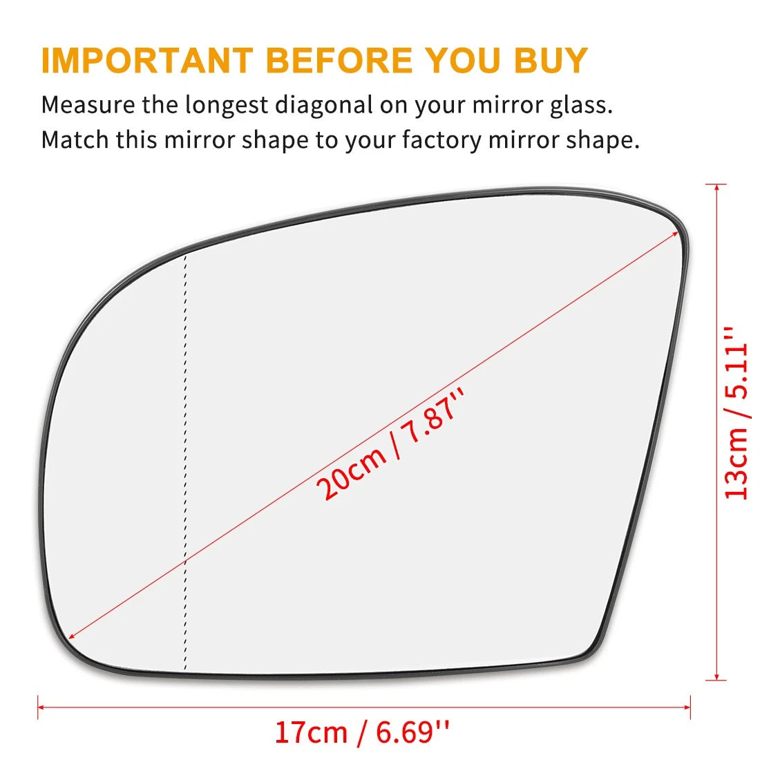 Heated Mirror Glass for Mercedes-Benz GL320 (2007–2008) w/Backing Plate