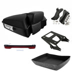 Matte Chopped Trunk Backrest Mount Rack LED Light for Harley Touring (2014–2026)