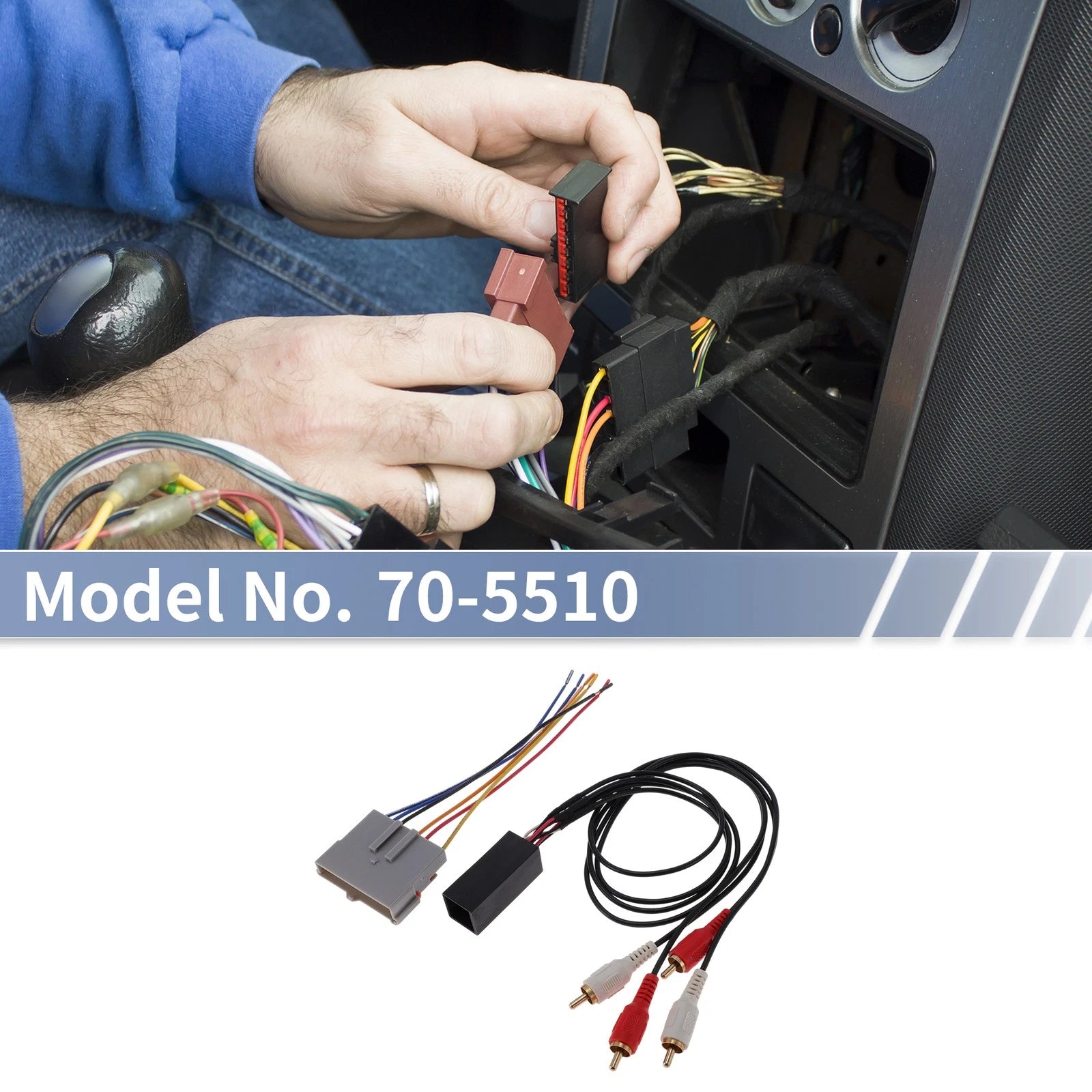 Set of 2 Car Stereo CD Player Wiring Harness 70-5510 for Ford Bronco (full size)