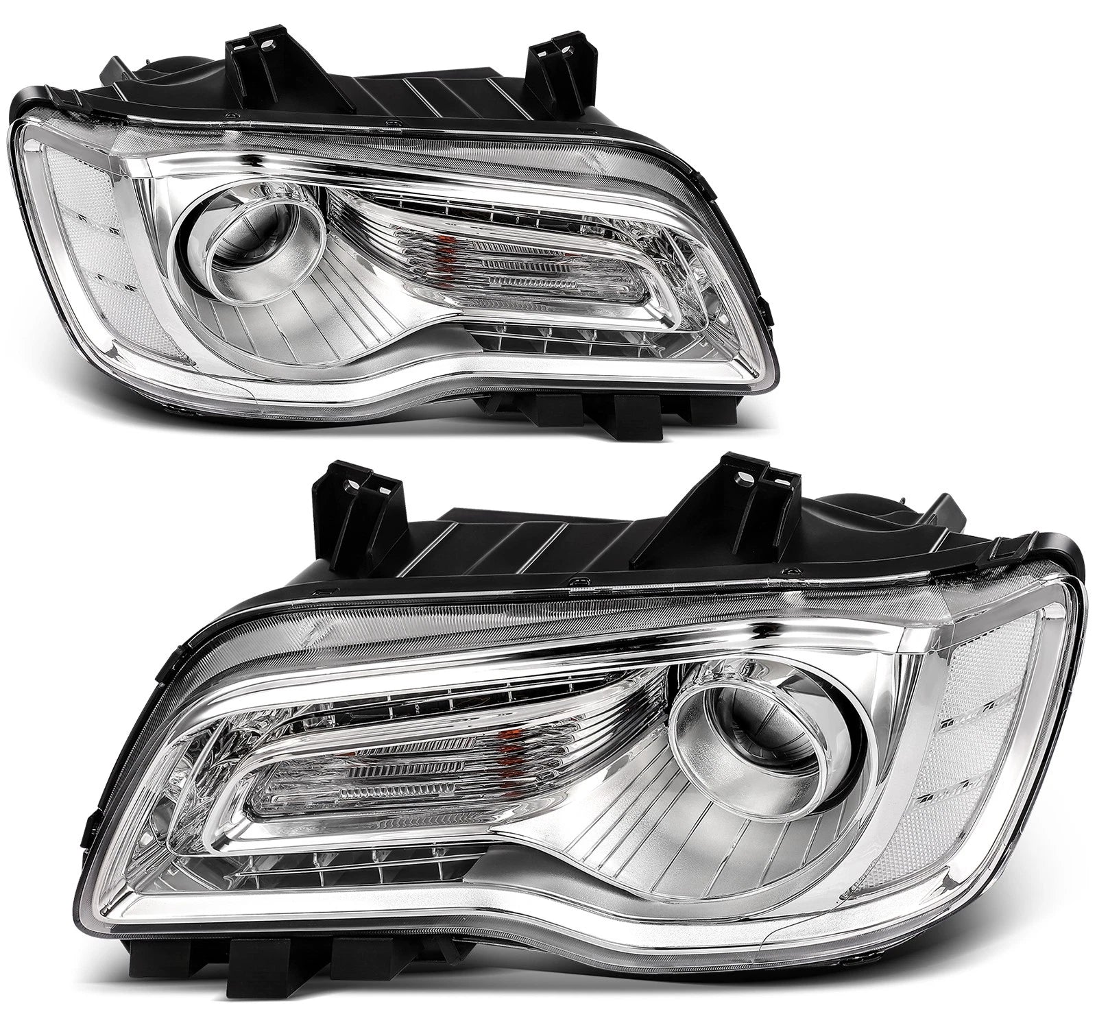2Pcs Headlight Pair with Bulbs for Chrysler 300 (2015–2023) Chrome