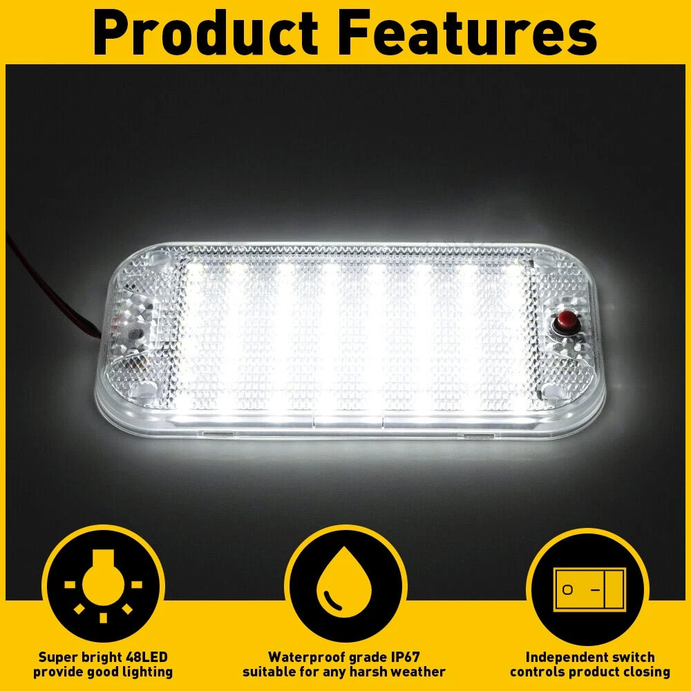 2X LED Ceiling Lights for RV Camper Trailer Boat (12V 24V)