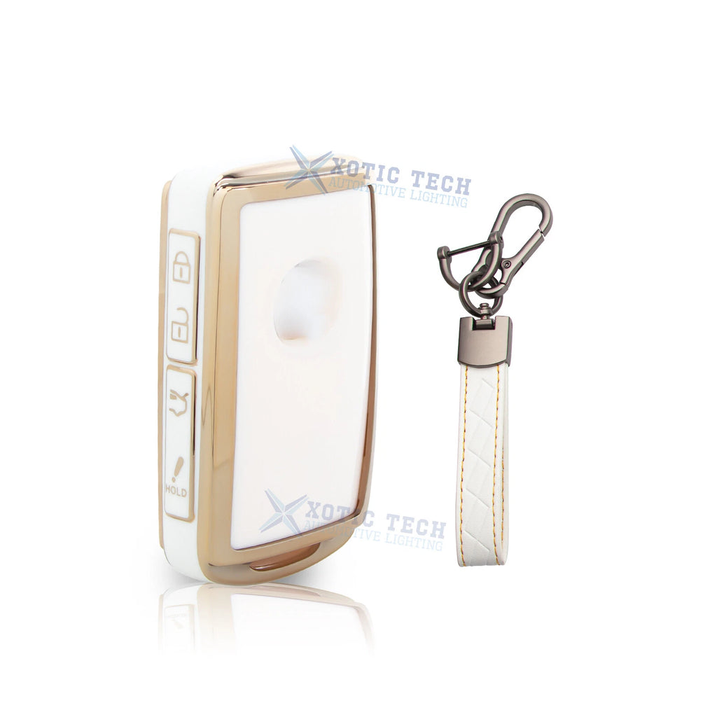 White TPU Smart Key Case Skin with Keychain for Mazda CX-5 CX-30 (2019–2024)