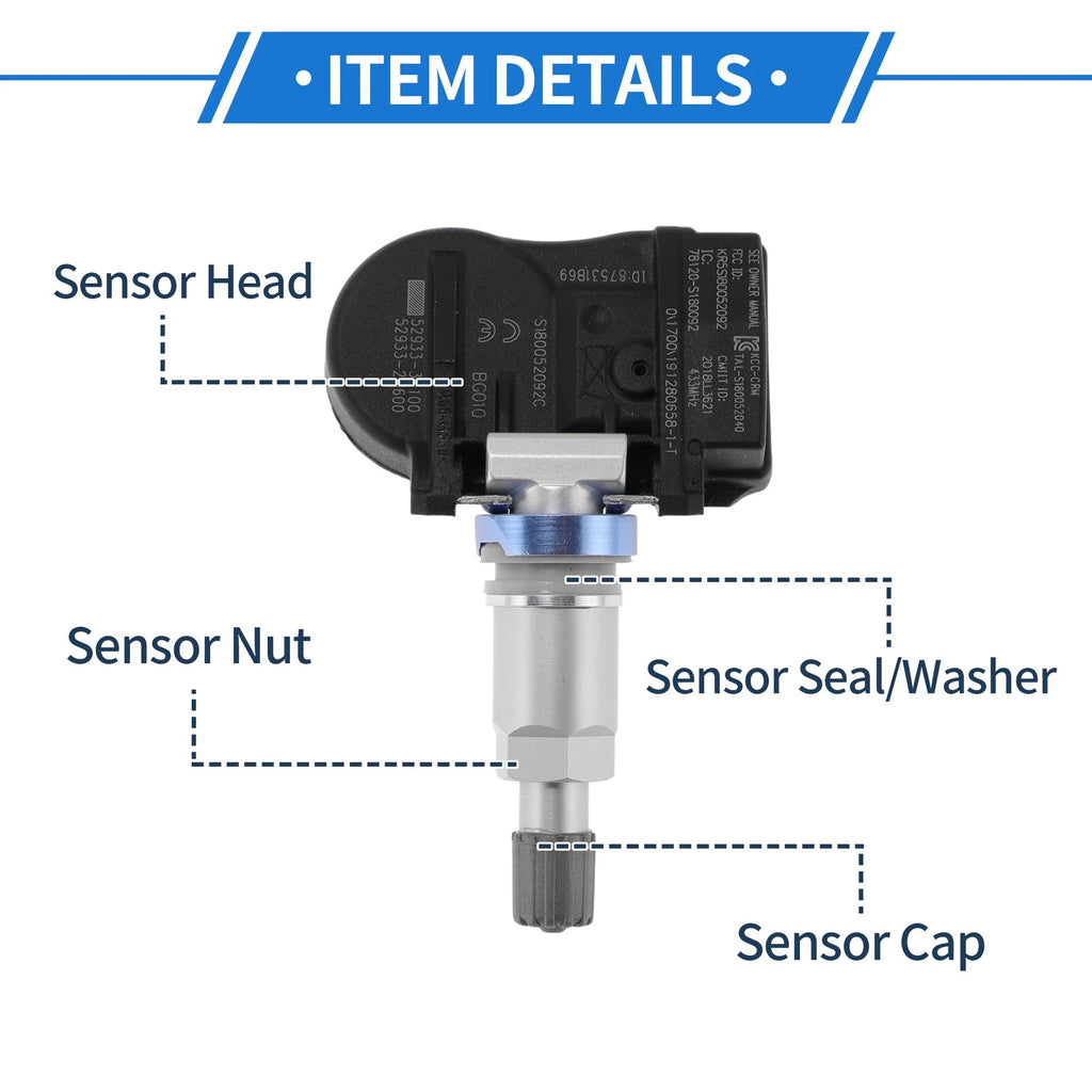 TPMS Sensor No. 529332M600 for Hyundai i30 (GD) (2014–2016)