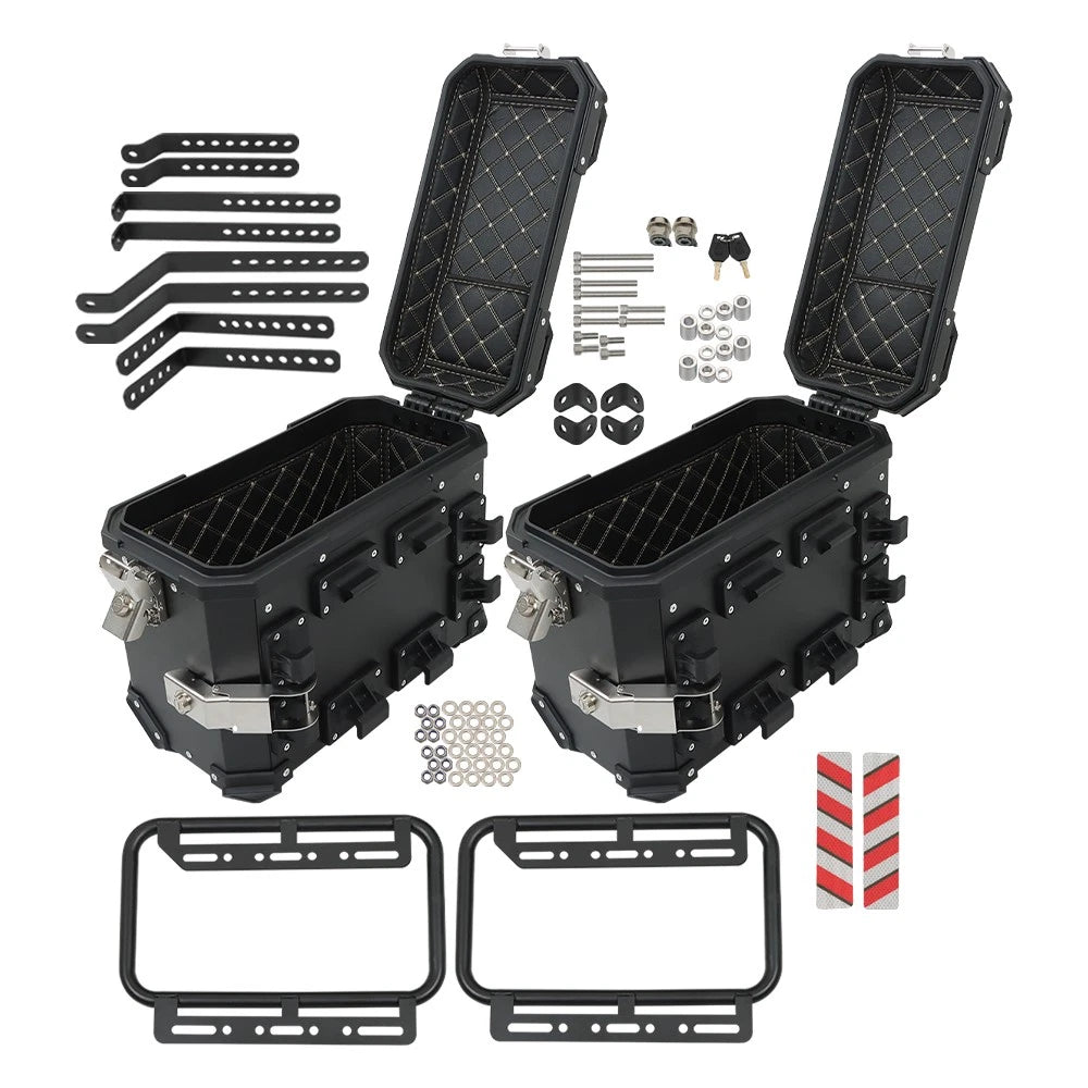 Set of 2 Hard Side Saddlebag Boxes for Motorbike (Fits Various Models)