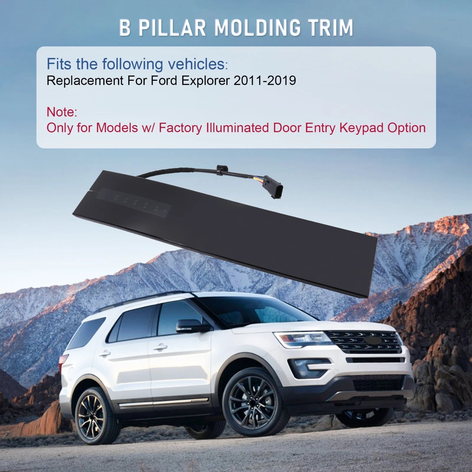 Left Driver Side Door Keypad Pillar Trim for Ford Explorer (2011-2019)