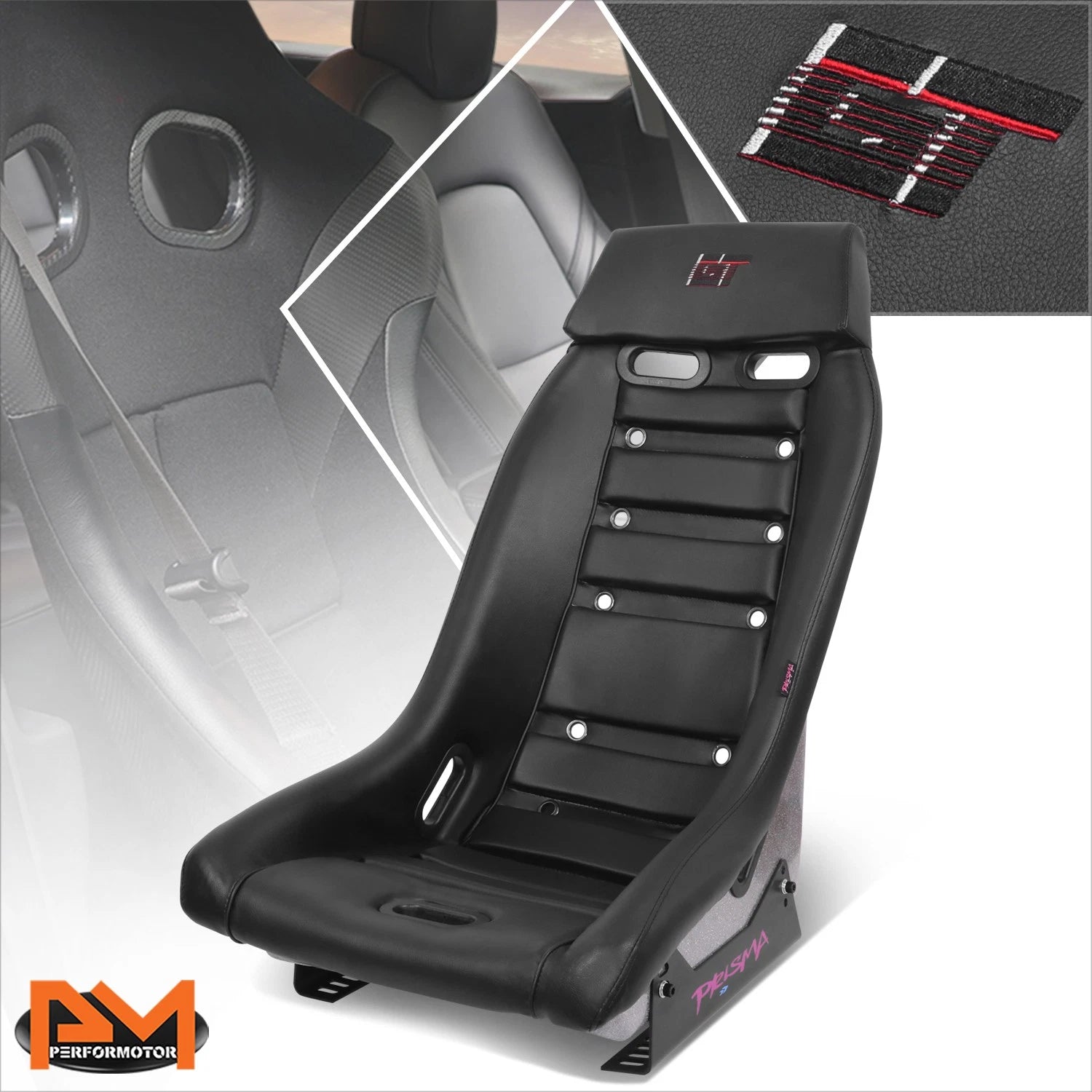 NRG Prisma GT Fixed Back Bucket Racing Seat for Universal Fit (NRG PRI-100BK-H)