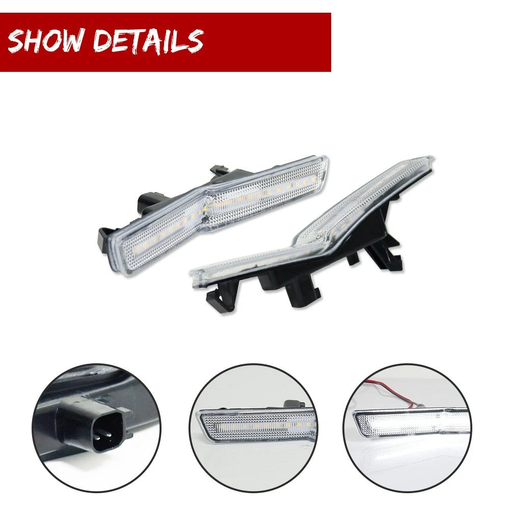 Set of 4 LED Clear White/Red Side Marker Lamps for Dodge Challenger SRT
