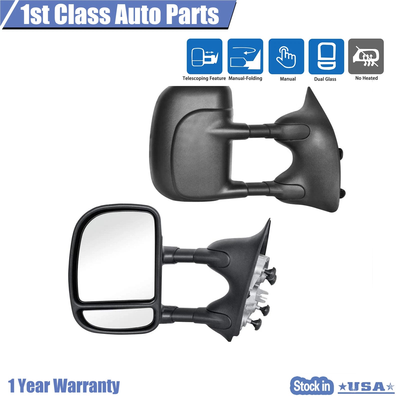 Pair Towing Mirrors for Ford F-250 F-350 F-450 Super Duty (1999–2007)