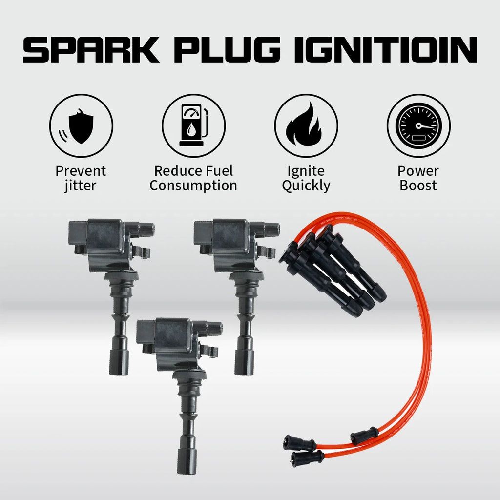 Ignition Coil & Red Spark Plug Wire for Hyundai Santa Fe 3.5L V6 (2003–2006) UF439
